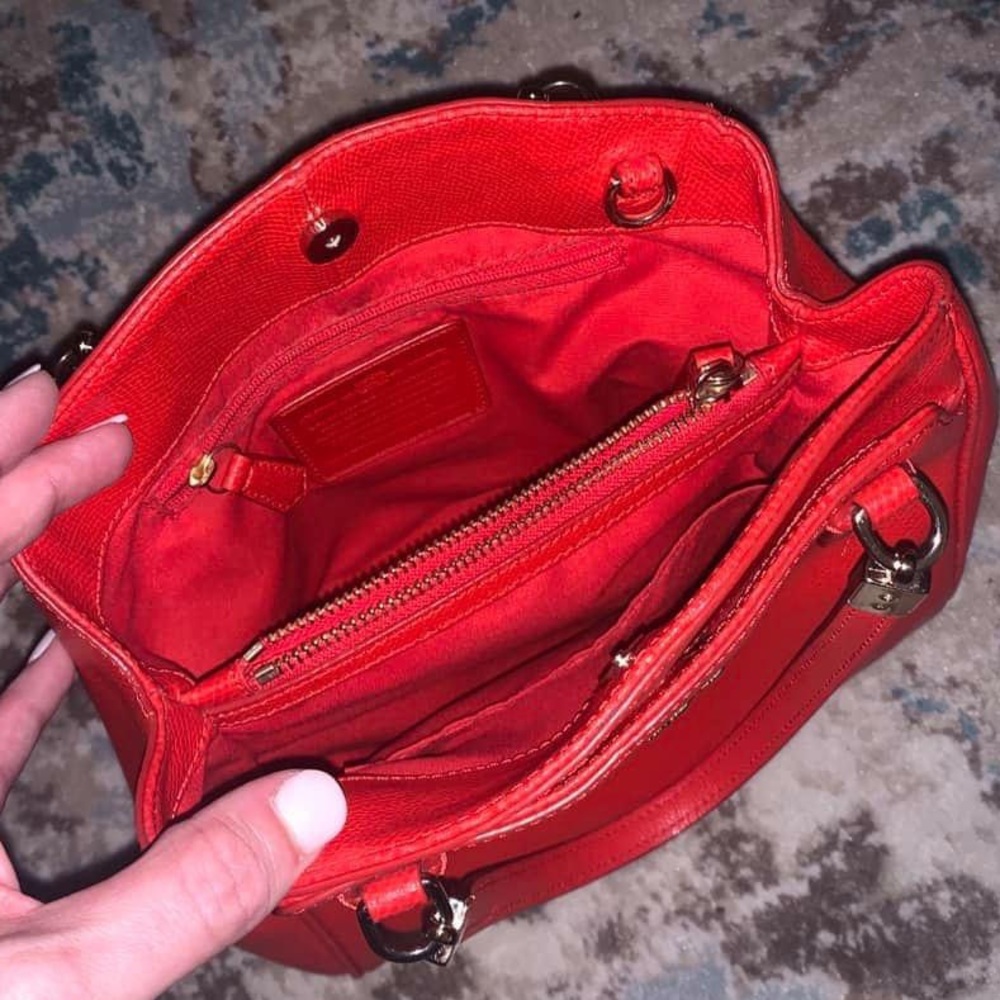 Fire Red Coach Handbag - Picture 2 of 2